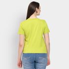 Ladies' 100% Cotton Round Neck T-Shirt, निऑन ग्रीन, small