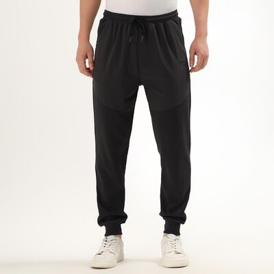 Men's Jet Black Regular Fit Jogger Track Pants
