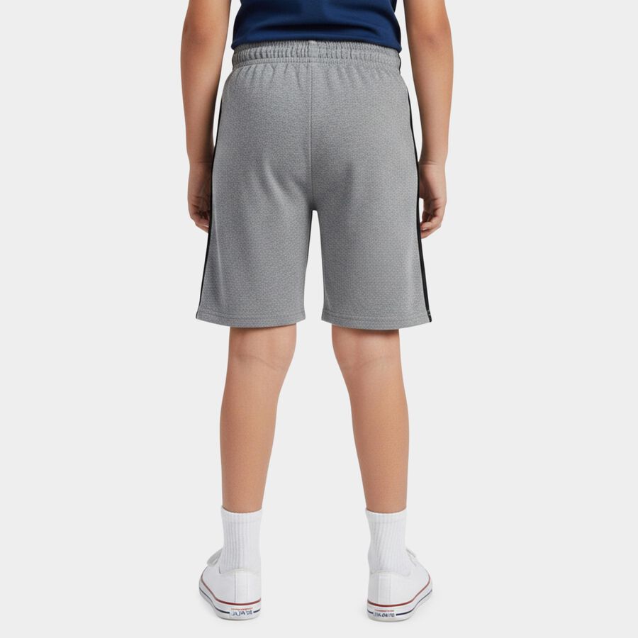Boys Melange Mid Grey Regular Fit Printed Bermuda Shorts, Melange Mid Grey, large