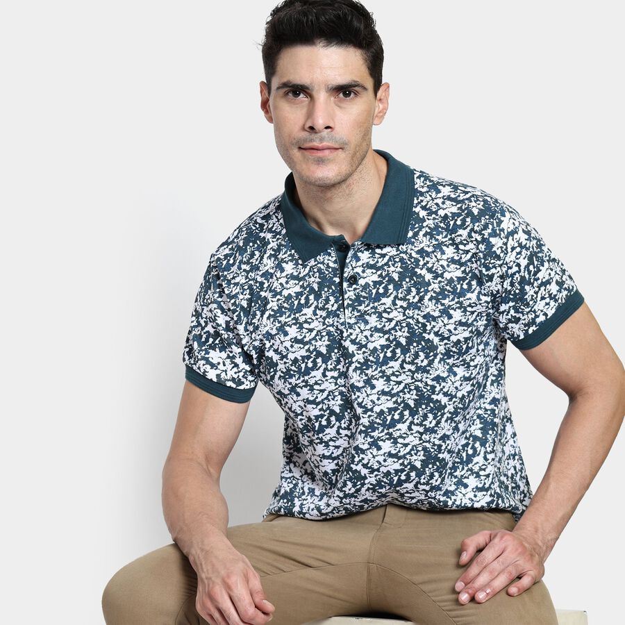 Men's 100% Cotton Collared Half Sleeves T-Shirt, Dark Blue, large image number null