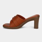Women's Tan Slip-On Block Heel Sandals, Tan, small