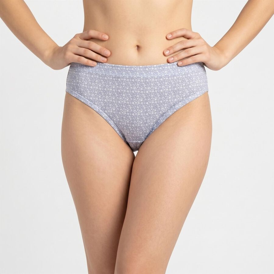 Women's Light Blue Regular Fit Printed Panty, हल्का नीला, large