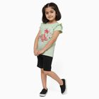 Girls Light Sage Green Cotton Round Neck Casual T-Shirt, Light Green, small image number null