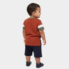 Infants' Navy Blue Cotton Round Neck Colorblock Baba Suit, Navy Blue, small