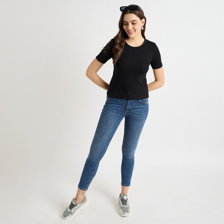 Ladies' Round Neck T-Shirt, Black, large image number null