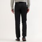 Men's Dark Charcoal Black Slim Fit Flat-Front Formal Trousers, Black, small