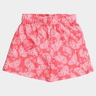 Girls' Coral Regular Fit Tropical Print Elastic Waist Shorts, Coral, small