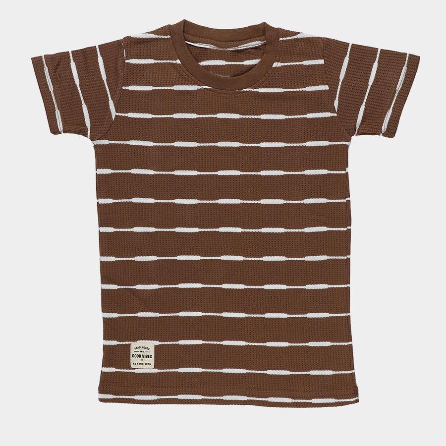 Boys' Half Sleeves T-Shirt, Brown, large