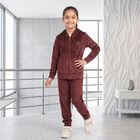 Girls Maroon Hooded Lounge Style Hipster Set, वाइन, small