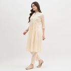 Women's Soft Cream Embroidered Ethnic Set, Off White, small