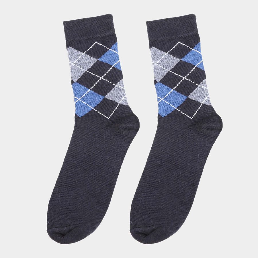 Motif Formal Socks, Navy Blue, large image number null