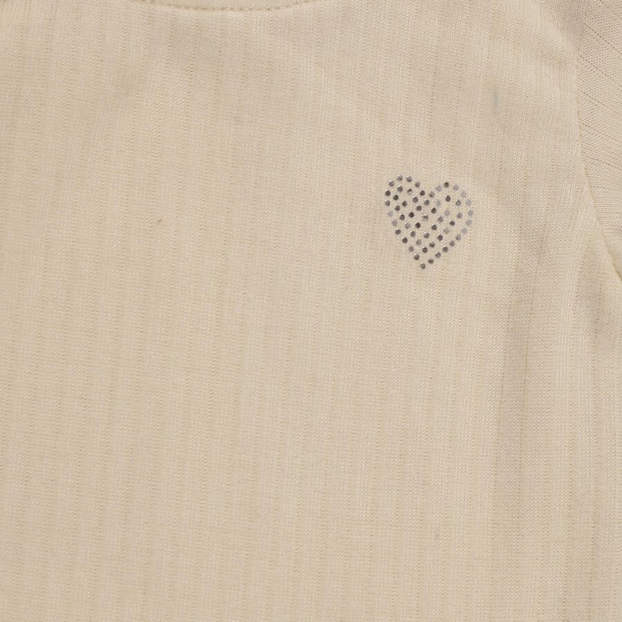 Girls Light Beige Round Neck Thermal Upper, Beige, large image number null