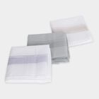Men's Assorted Colors Striped Pack of 3 Handkerchief, हल्का ग्रे, small