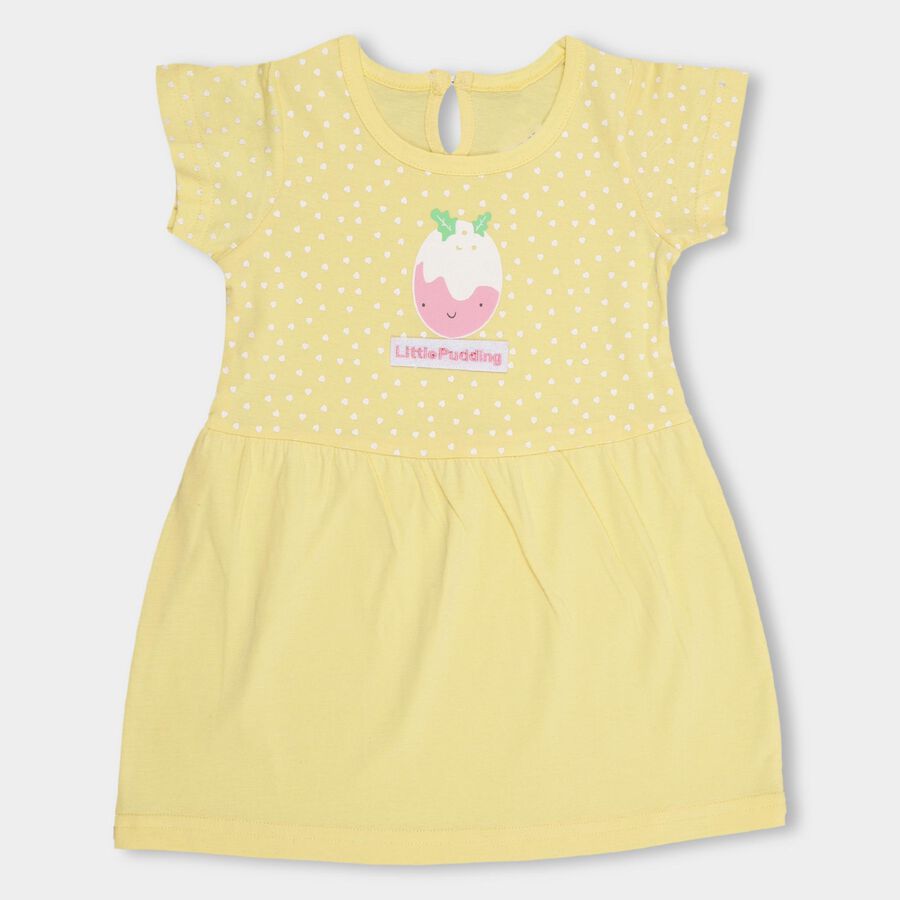 Infant Girls' 100% Cotton Frock , पीला, large image number null