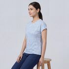 Women's Blue Round Neck Casual T-Shirt, हल्का नीला, small