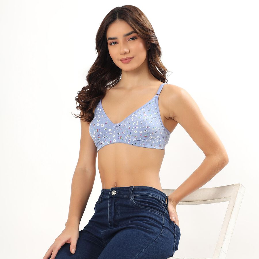 Ladies' 100% Cotton Bra , Light Blue, large image number null