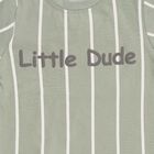 Infants' Light Green Cotton Round Neck Striped Baba Suit, Light Green, small image number null