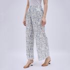 Women's White and Blue Floral Wide-Leg Palazzos, हल्का नीला, small image number null