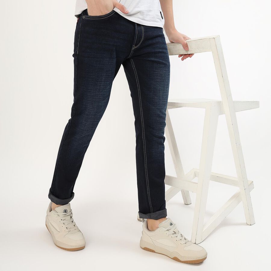 Men's Dark Indigo Skinny Fit Jeans, Dark Blue, large image number null