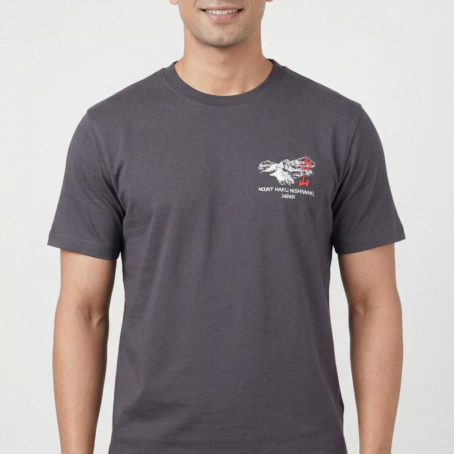 Men's Blue Cotton Round Neck Casual T-Shirt, Mid Blue, large