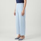 Women's Light Blue Wide Leg Elastic Waist Trousers, Light Blue, small