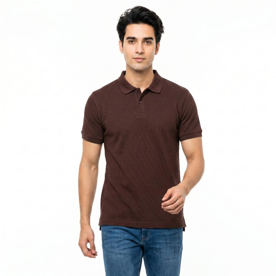 Men's Maroon Polo Neck Polo T-Shirt, मरून, large