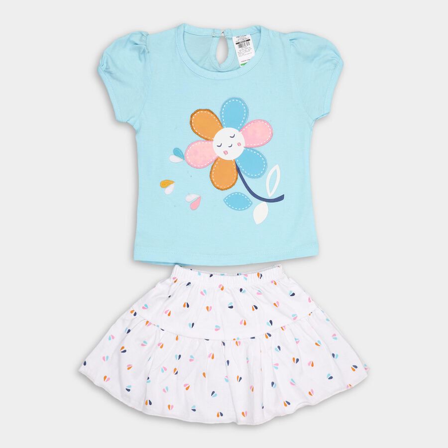 Infants' 100% Cotton Top Skirt , एक्वा, large image number null