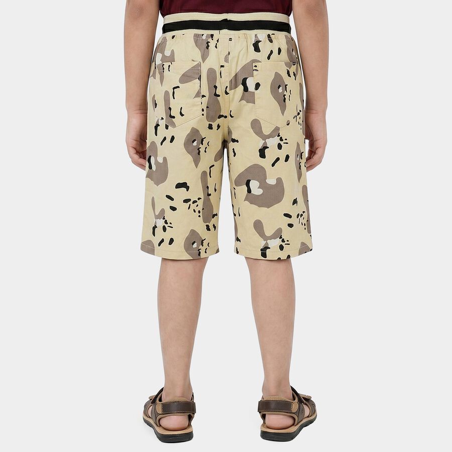Boys' Beige Regular Fit Camo Print Jamaican Shorts, Beige, large