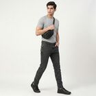 Men's Dark Grey Slim Fit Washed Jeans, गहरा ग्रे, small