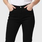 Women's Black Straight Fit Solid Jeans, काला, small