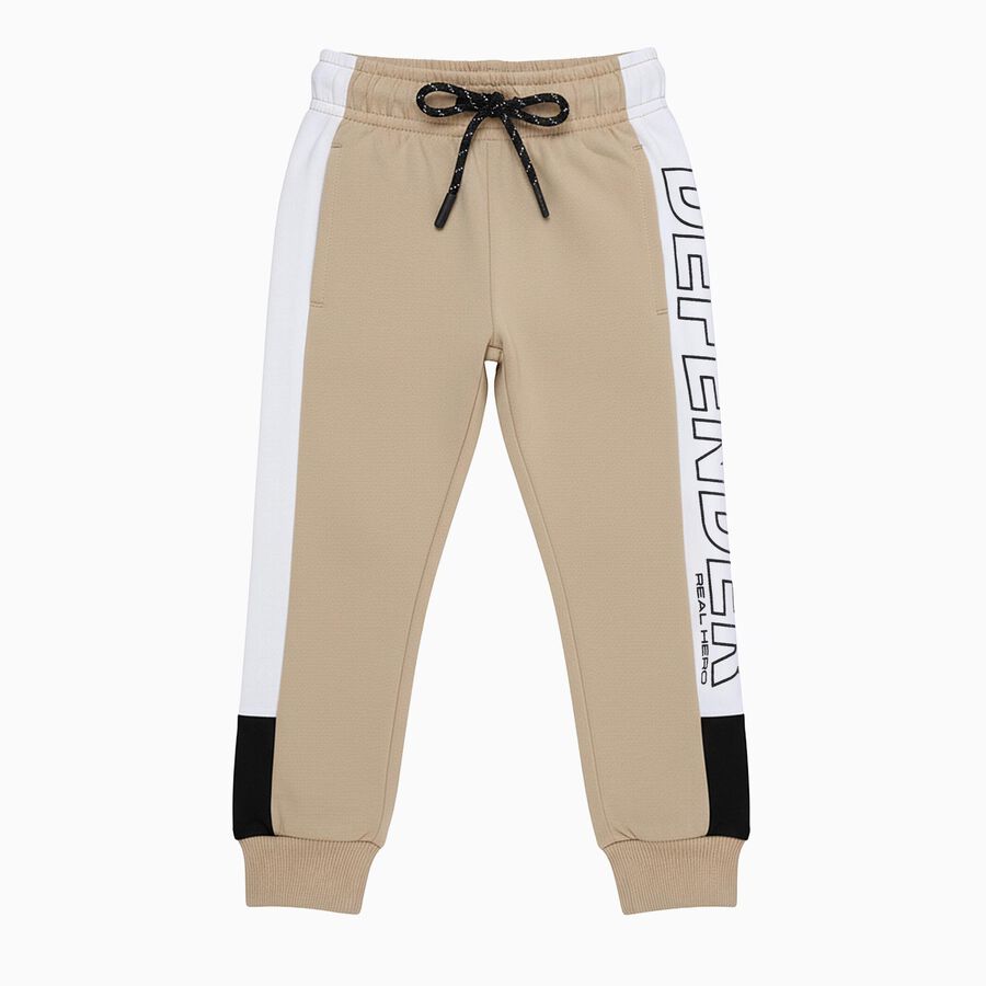 Boys' Beige Cotton Blend Printed Pyjama, गहरा पीला, large image number null