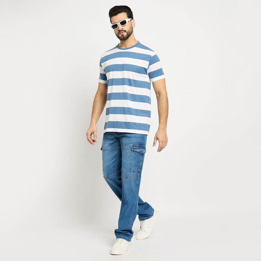 Men's Round Neck Half Sleeves T-Shirt , Mid Blue, large image number null