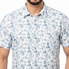 Men's Light Blue Cotton Short Sleeves Spread Collar Regular Fit Shirt, Light Blue, small