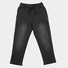 Boys Grey Straight Fit Drawstring Waist Jeans, हल्का ग्रे, small