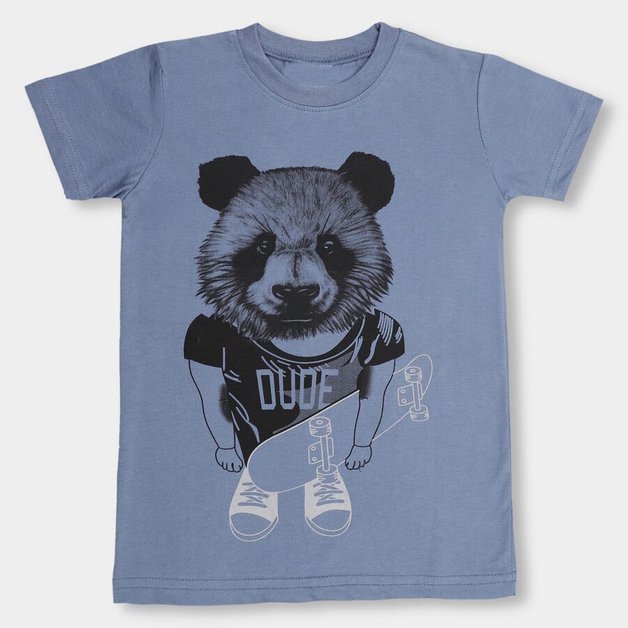 Boys' Half Sleeves T-Shirt, मध्यम नीला, large image number null