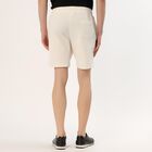 Men's Off-White Textured Elastic Waist Bermuda Shorts, ऑफ व्हाइट, small