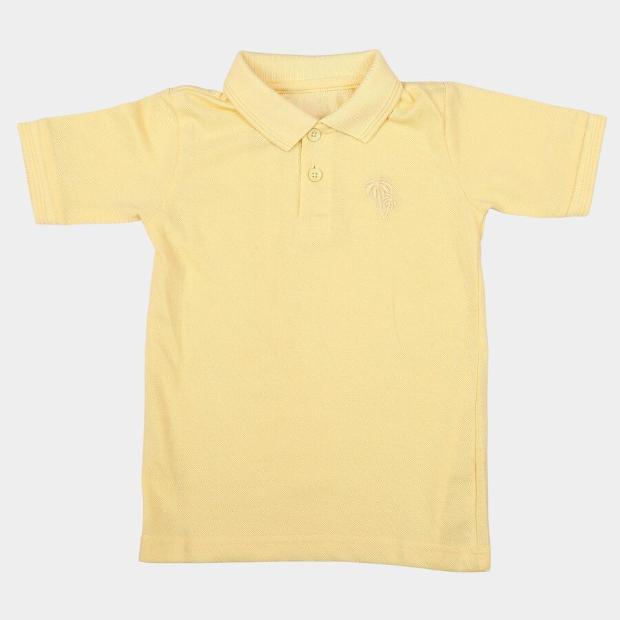 Boys Yellow Polo Neck Polo T-Shirt, पीला, large