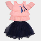 Girls Solid Skirt Top Set, Peach, small image number null