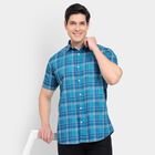 Men's 100% Cotton Casual Shirt, Dark Blue, small