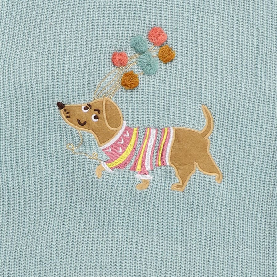 Girls Light Powder Blue Crew Neck Casual Pullover, Light Blue, large image number null