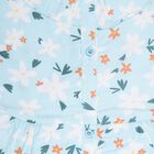 Girls' Light Sky Blue Floral Printed Sleeveless Flared Frock, Light Blue, small image number null