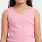 Girls Pink Cotton Round Neck Sleeveless Vest, गुलाबी, small