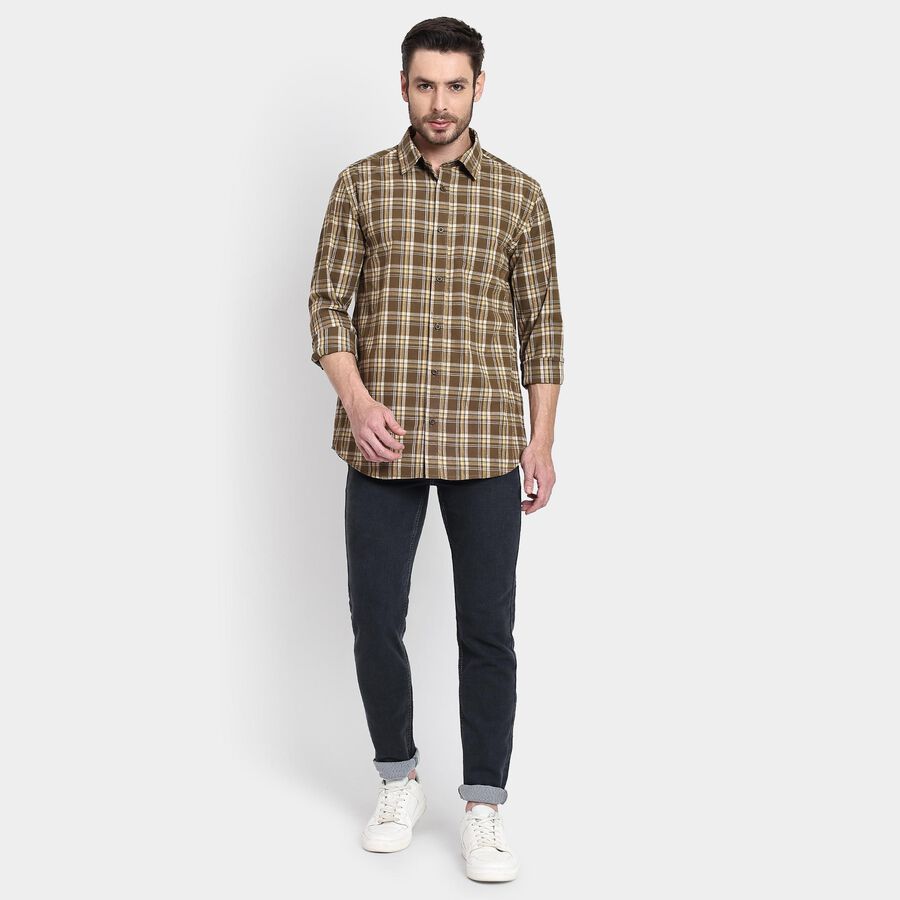 Men's 100% Cotton Casual Shirt , Olive, large image number null