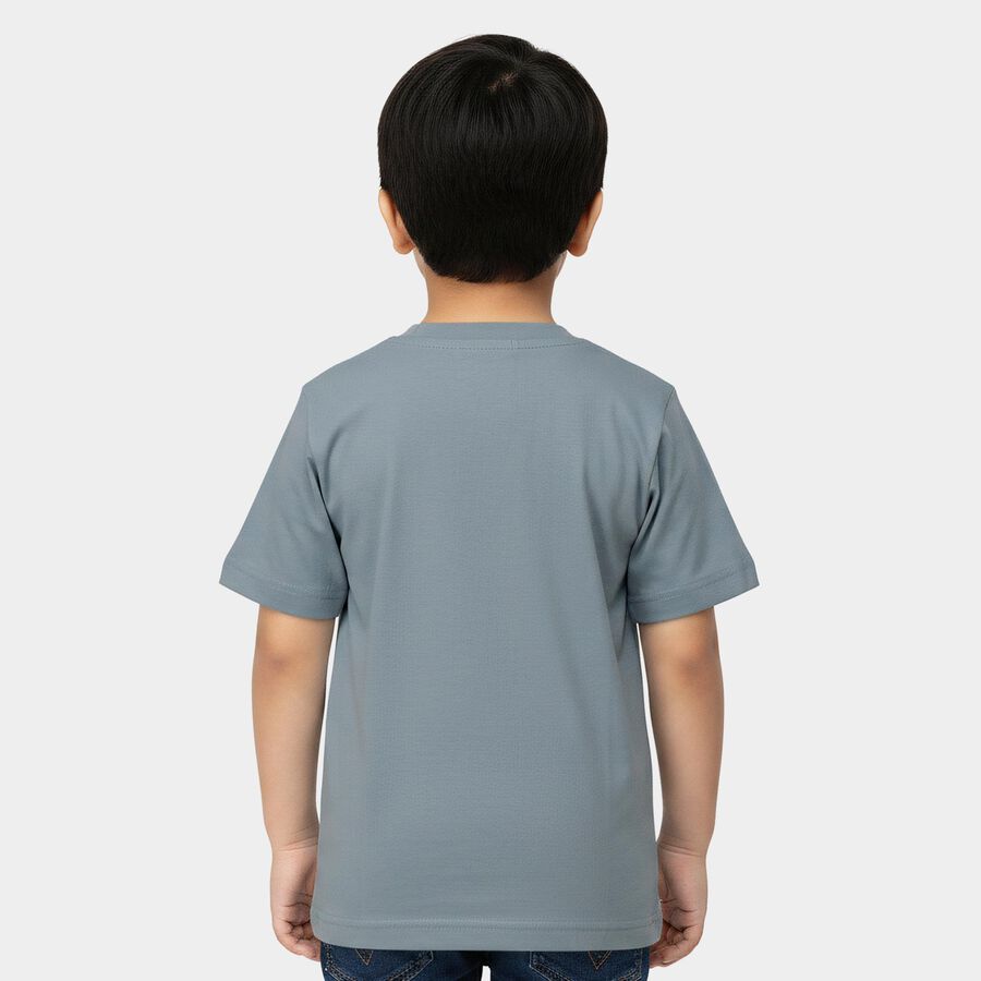 Boys Light Blue Cotton Crew Neck Regular Boys T-Shirt, Light Blue, large