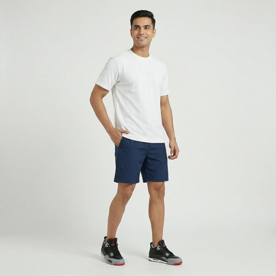 Men's White Crew Neck Athleisure Drifit T-Shirt, White, large
