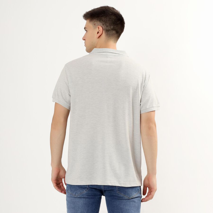 Men's Collared Half Sleeves T-Shirt, Melange Light Grey, large image number null