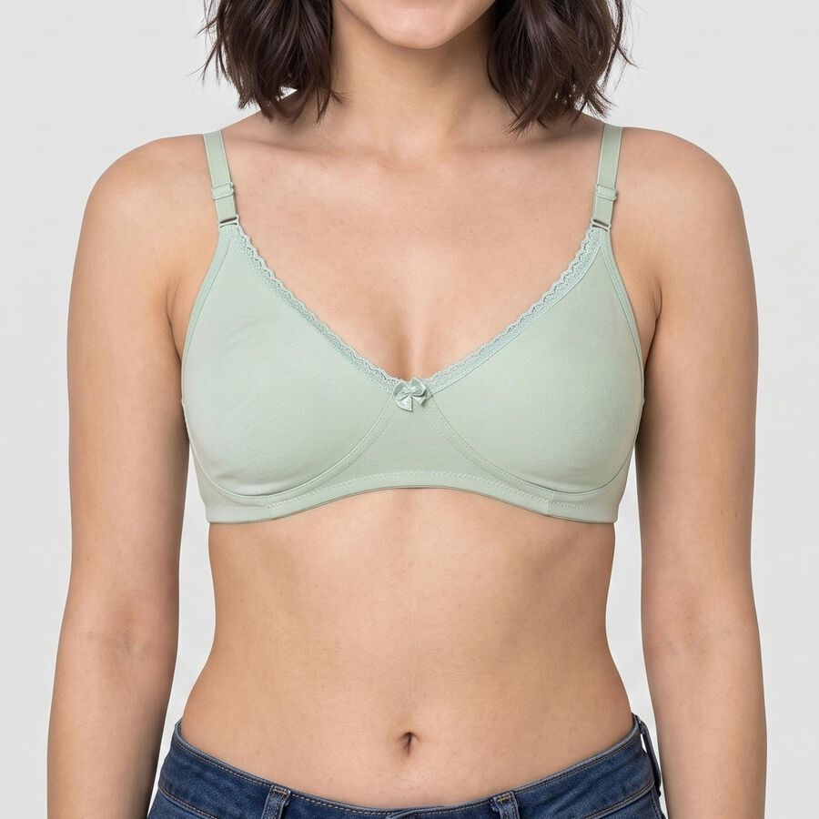 Women's Mint Green Cotton Blend Regular Bralette Bra, Light Green, large