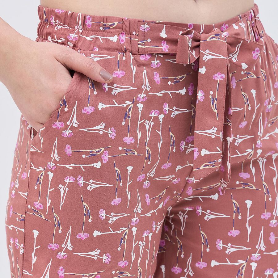 Women's Dusty Rose Pink Floral Tie-Waist Shorts, पीच, large