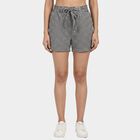 Women's Black Regular Fit Printed Drawstring Shorts, Black, small