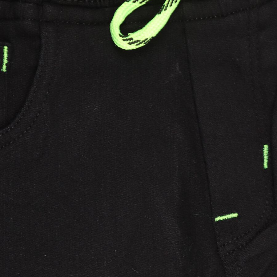 Kids' Jet Black Slim Fit Elastic Waist Jeans, Black, large image number null